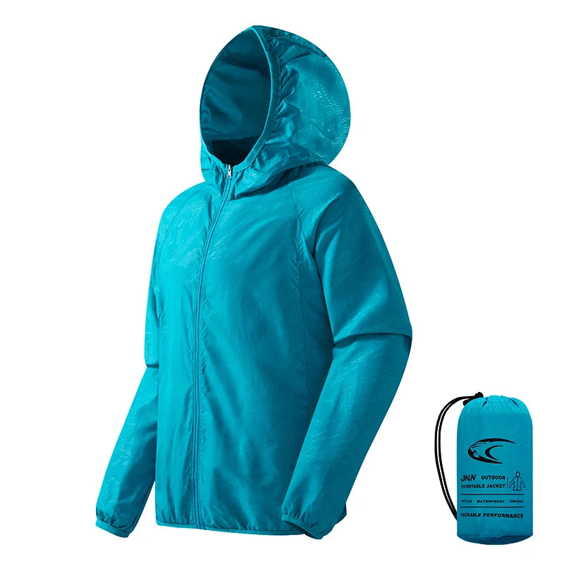 Hooded Long Sleeve Full Zip Outdoor Hiking Jacket with Pockets