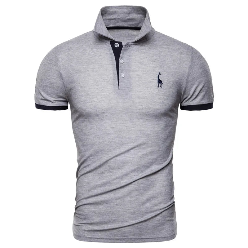 Men's Giraffe Embroidered Short-Sleeve Polo Shirt