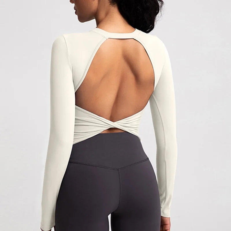 Women's Open-Back Long-Sleeve Workout Top