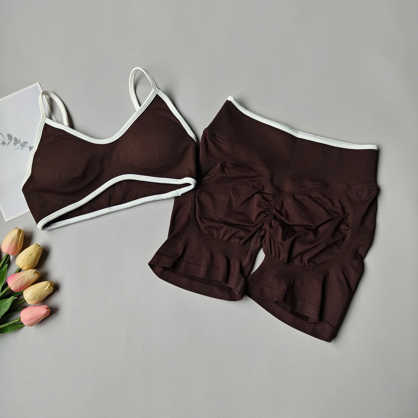Women's Racerback Bra And Shorts Yoga Set For Workout Outfits