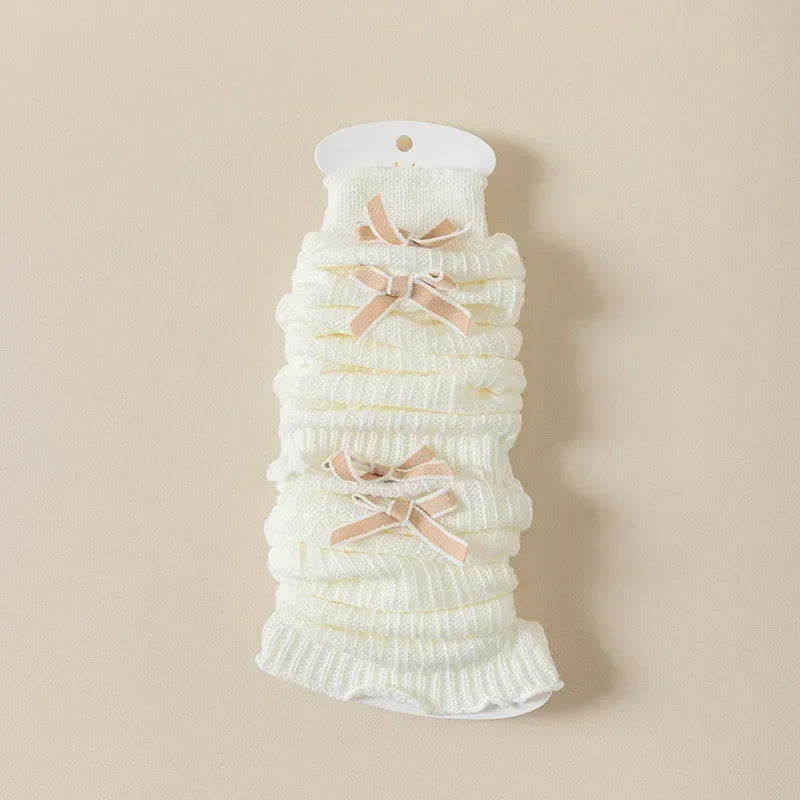 Children's Knit Leg Warmers with Decorative Bow Details