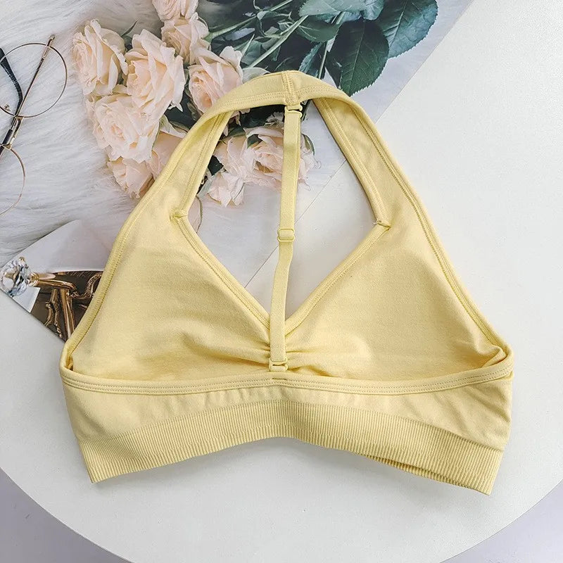Women's Ruched Halter Neck Sports Bra
