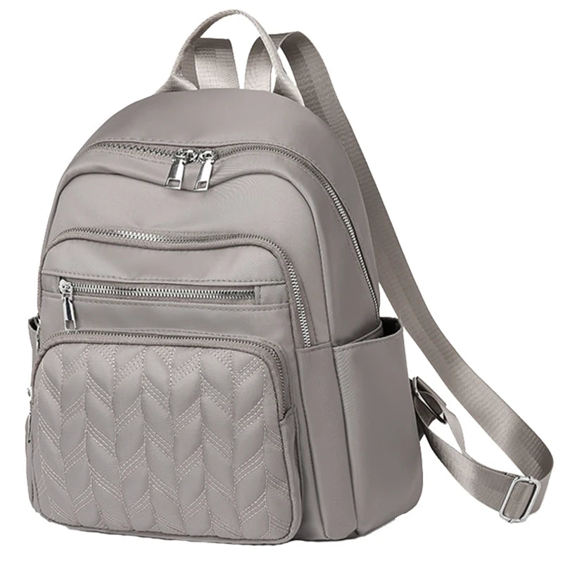 Women's Textured Backpack with Front Zipper Pockets and Adjustable Straps