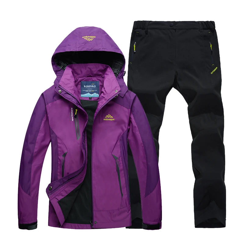 Outdoor Hooded Jacket and Trouser Clothing Set with Style Options