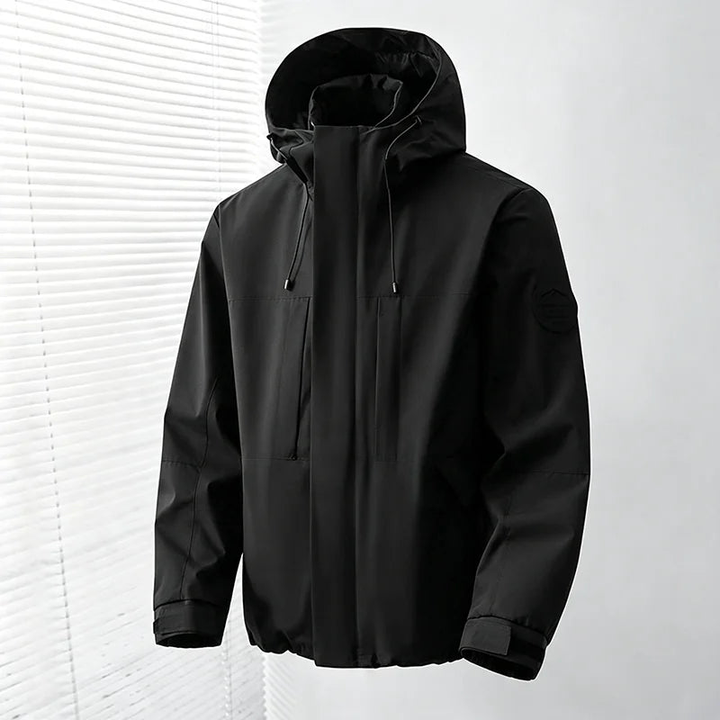 Hooded Long Sleeve Full Zip Outdoor Hiking Jacket with Pockets