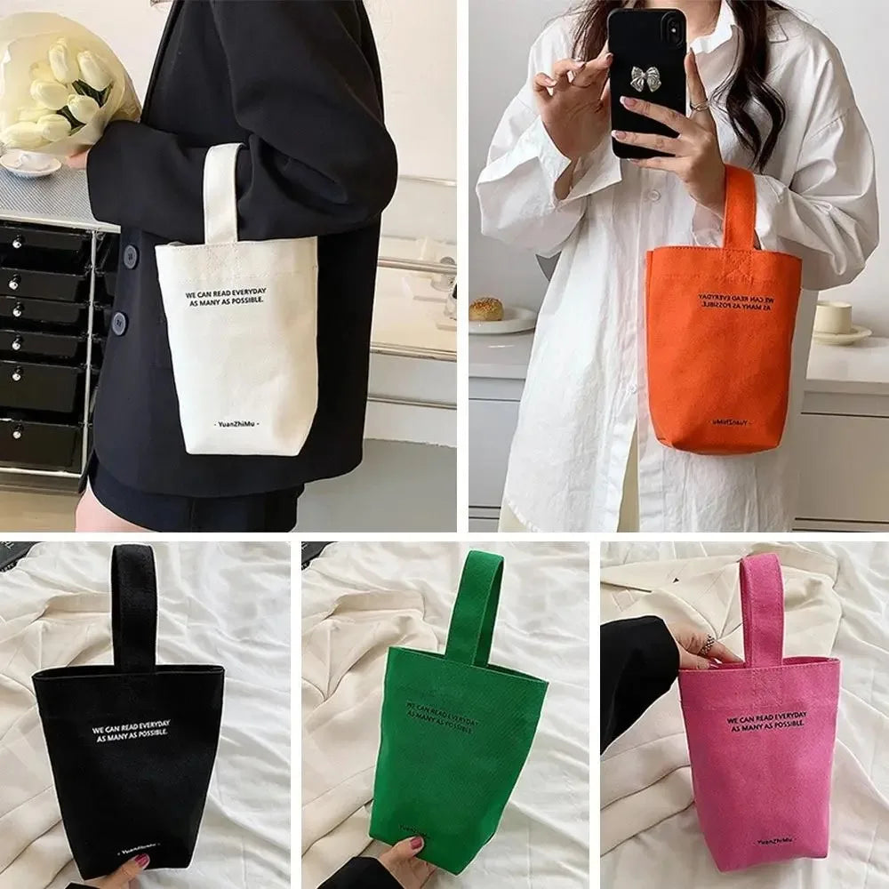 Solid Mini Tote Bag with Wide Single Carry Handle