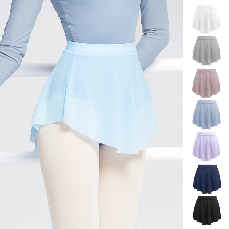 Women's Short Ballet Skirt with Side Split and Mesh Fabric Design