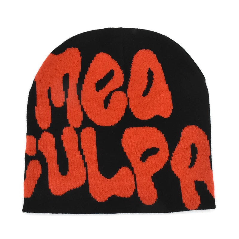 Letter Pattern Knit Beanie with Colorful Graphic Design