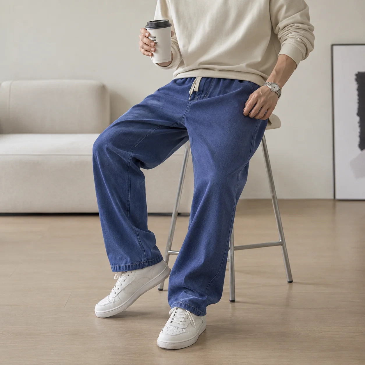 Men's Wide Leg Denim Jeans for Casual Everyday Wear