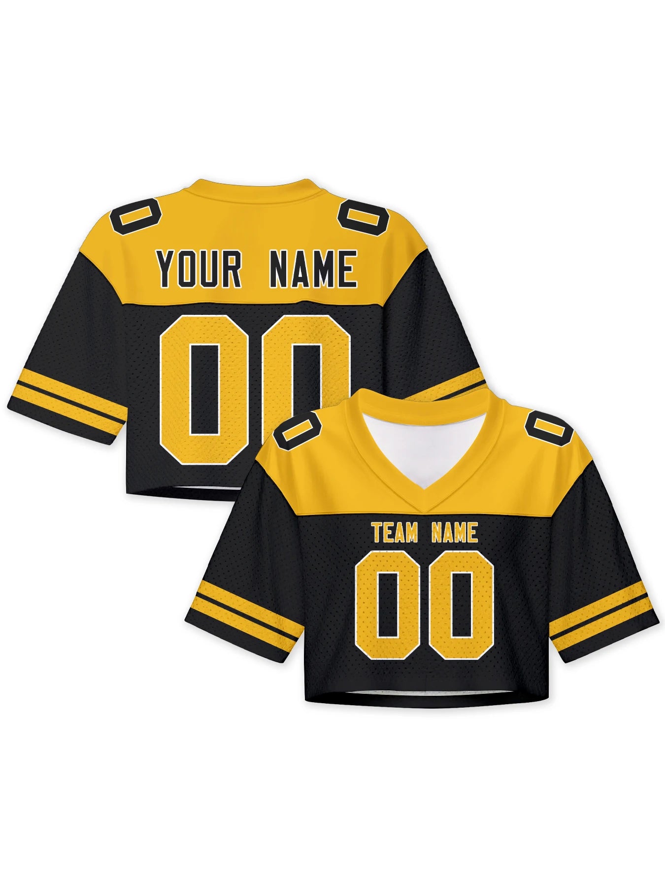 American Football Graphic Cropped Short Sleeve V Neck Sports Top