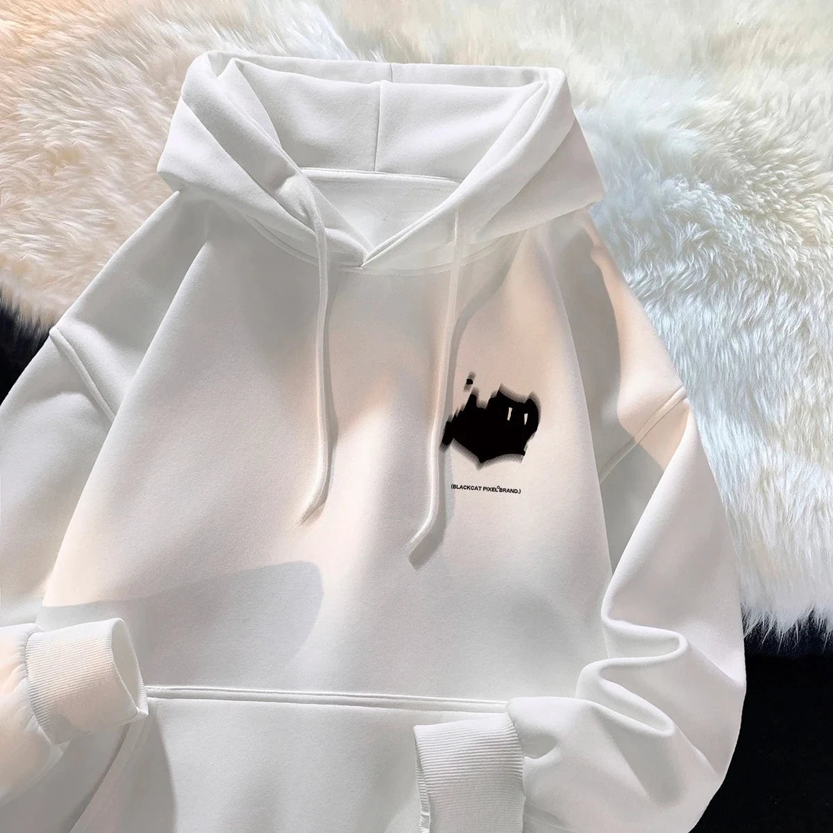 Women's Polyester Printed Pullover Hoodie with Drop-Shoulder Sleeves for Casual Autumn Outfits