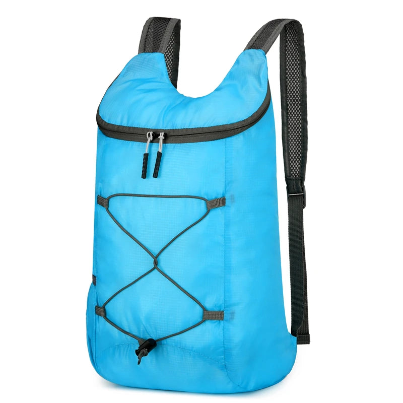 Foldable Travel Backpack with Front Cord Detail and Side Pockets