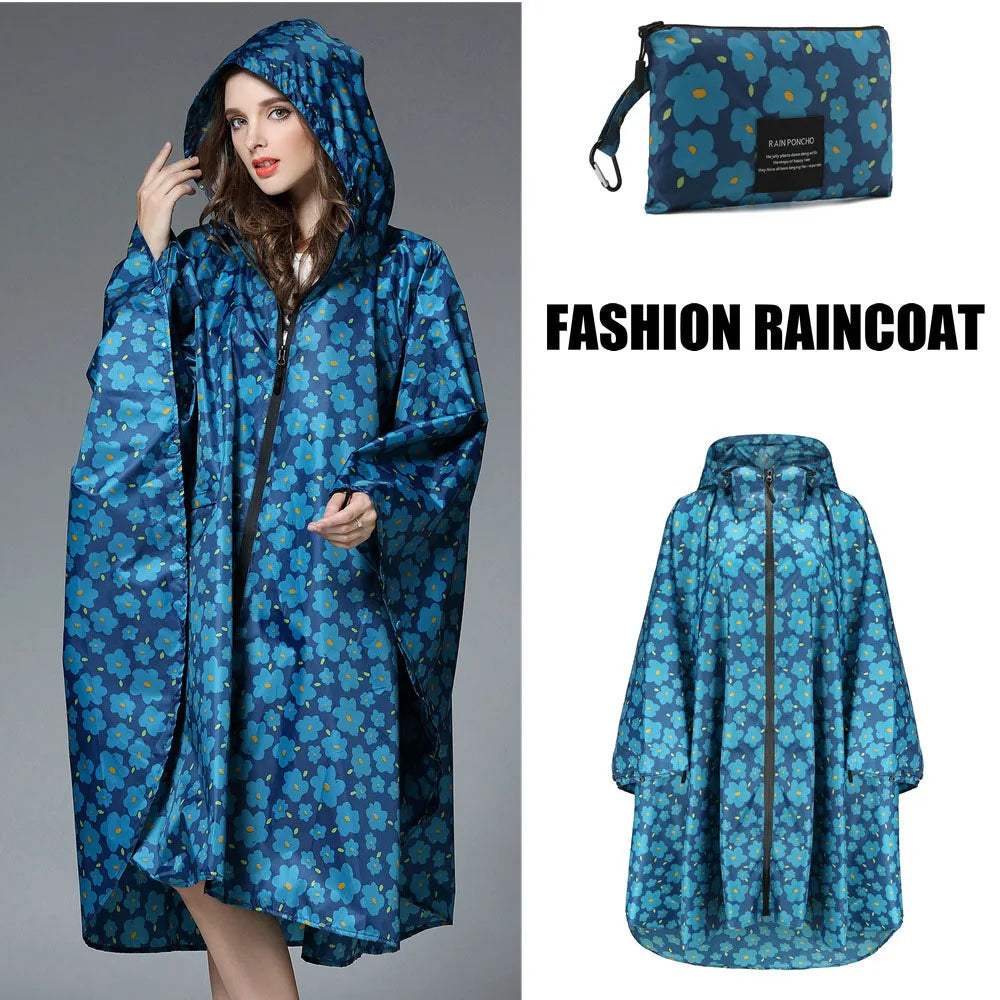 Hooded Printed Poncho for Layering over Tops and Dresses