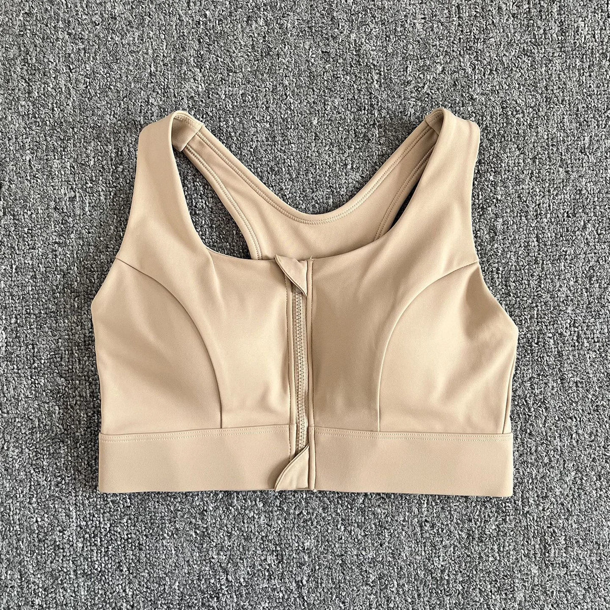 Women's Front Zip Keyhole Back Sports Bra