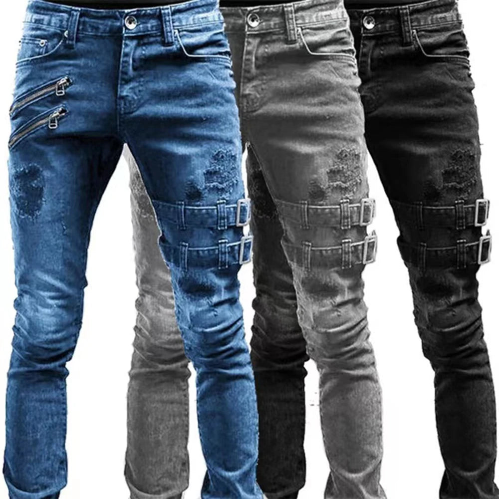 Men's Distressed Slim Fit Denim Jeans for Casual Everyday Wear