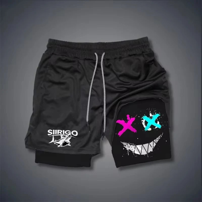 Men's Smiley Graphic Double Layer Shorts