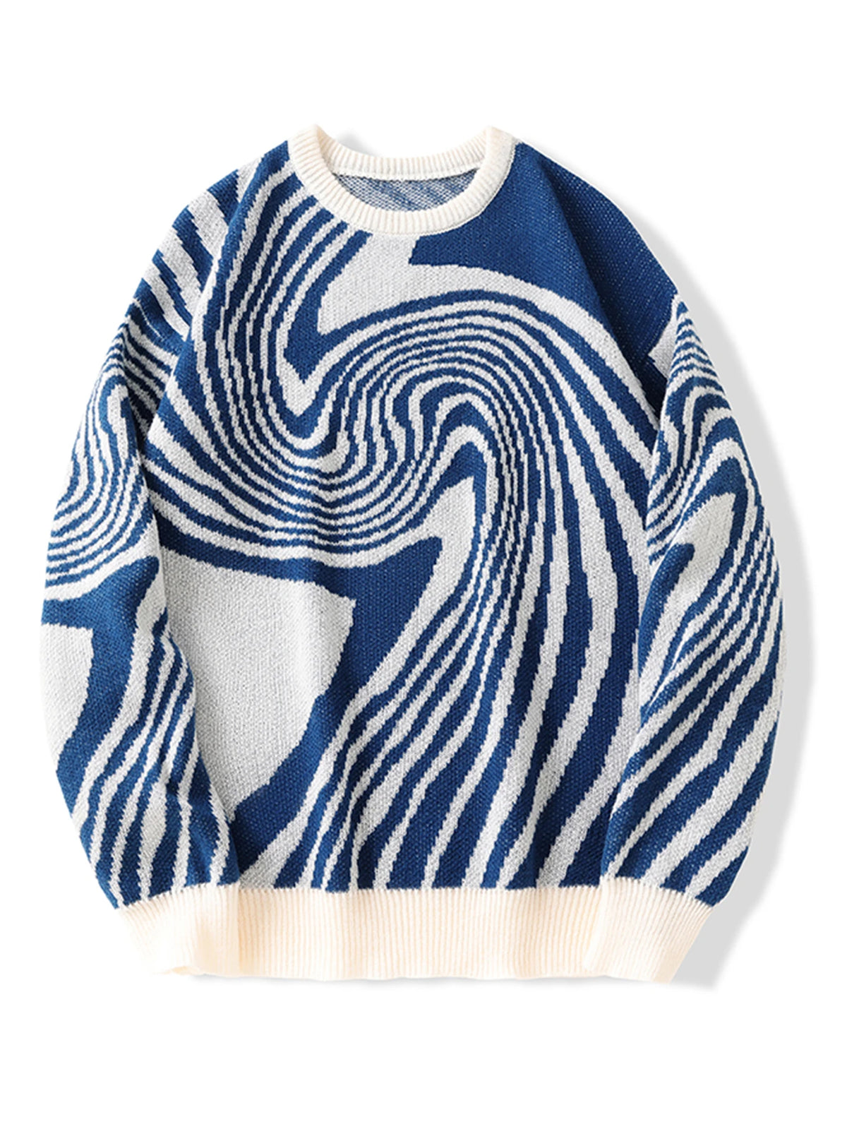 Men's Swirl Pattern Crew Neck Knit Sweater