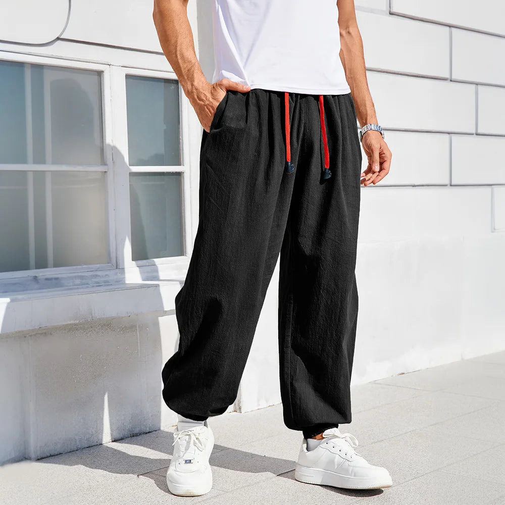 Men's Elastic Waist Loose Fit Casual Pants For Everyday Wear