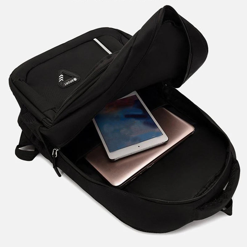 Multi-Layer Commuter Backpack with Front Zippers and Contrast Colour Details