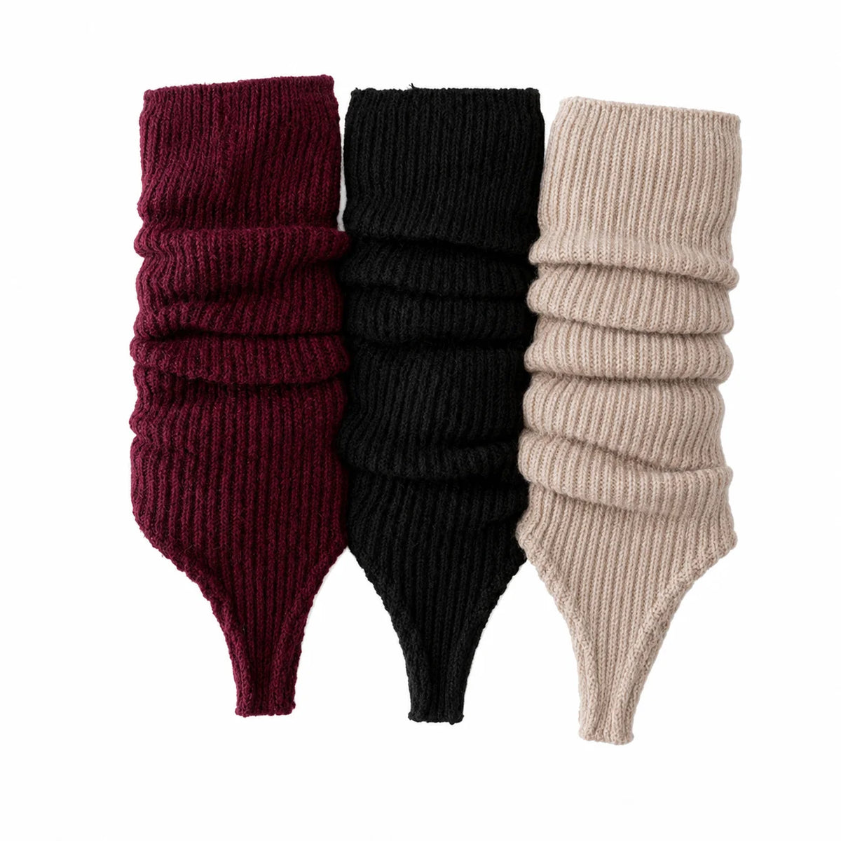 Ribbed Calf Leg Warmers with Stirrup Foot Openings