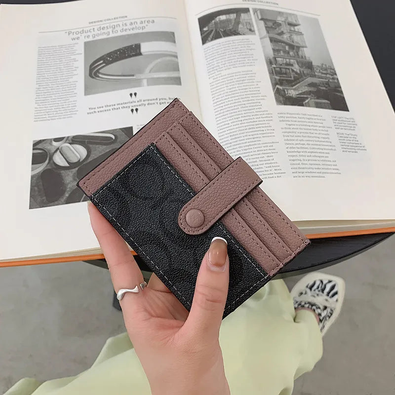 Slim Card Wallet with Snap Tab and Slot Compartments