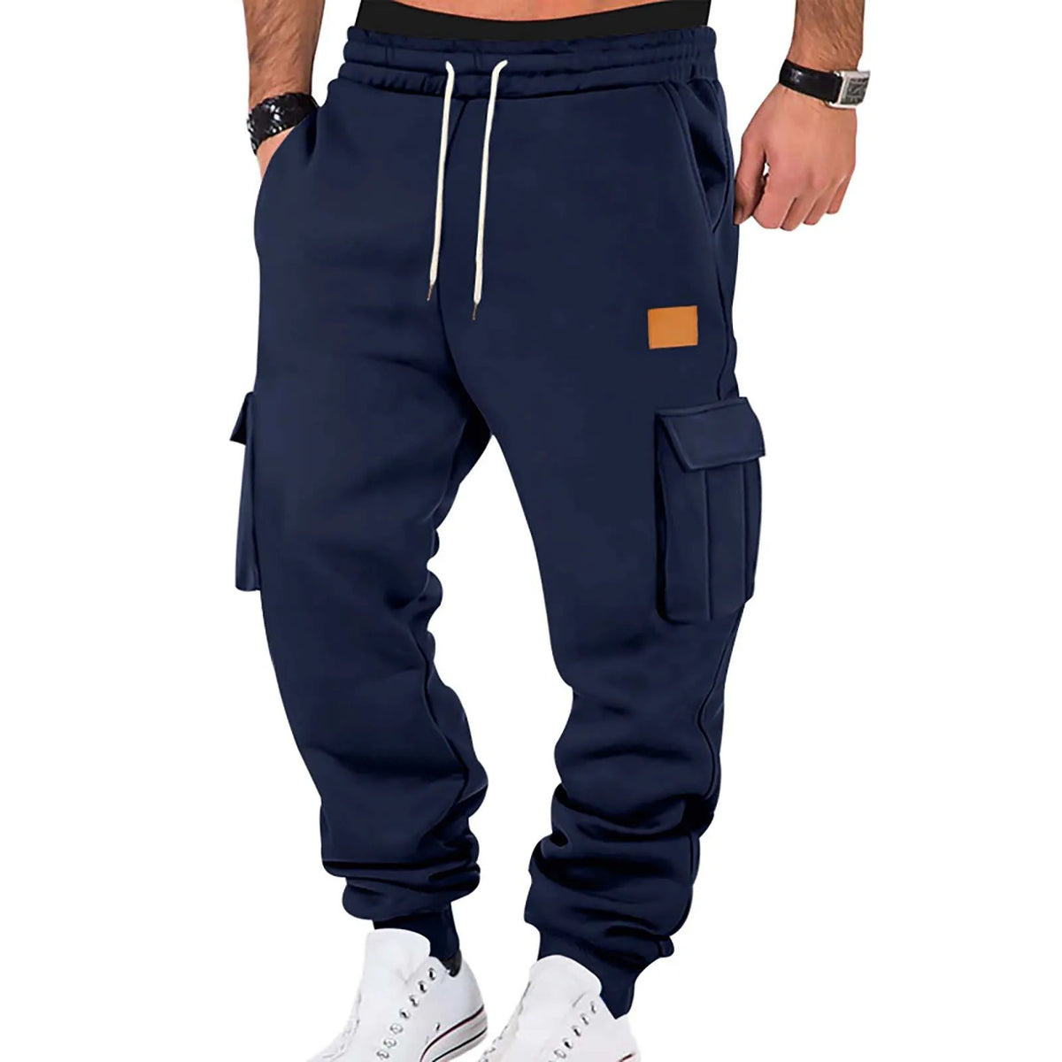 Men's Drawstring Cargo Jogger Pants with Ribbed Cuffs