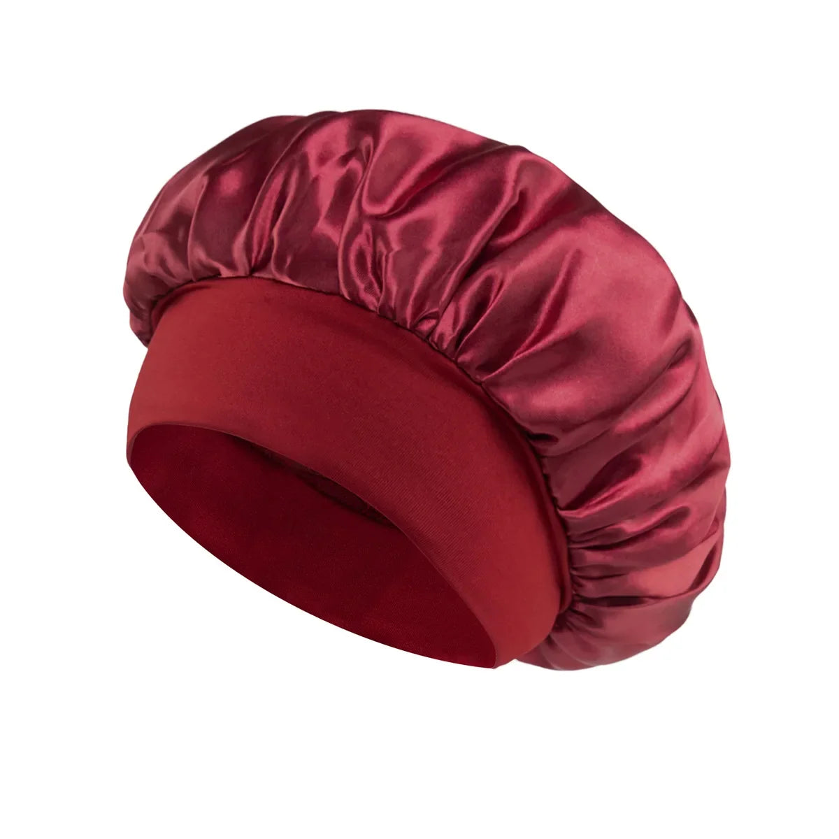 Women's Satin Sleep Bonnet with Wide Elastic Band and Color Options