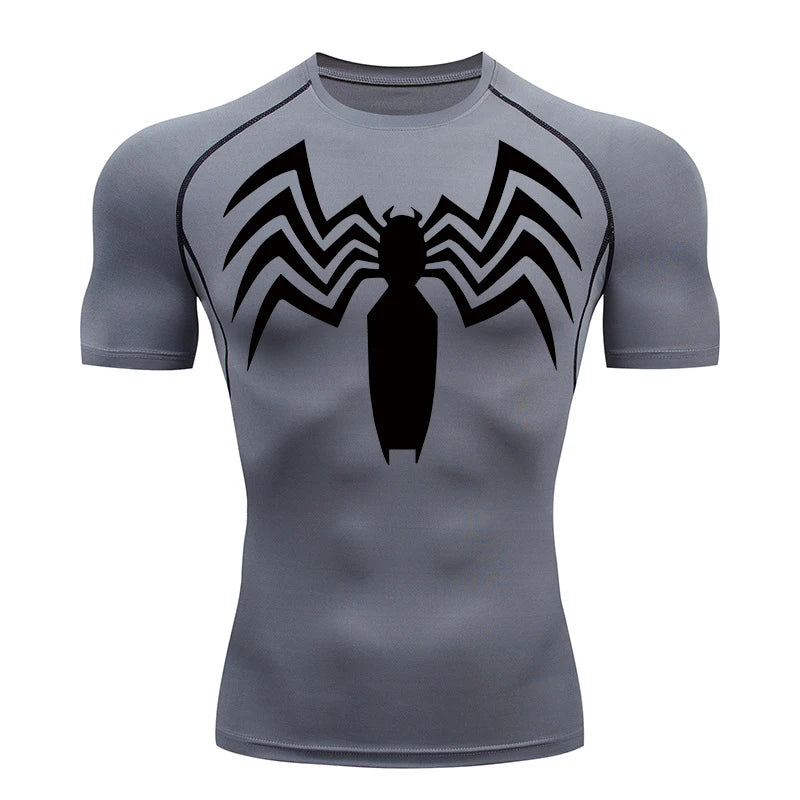 Spider Graphic Compression Short Sleeve T-shirt For Sports Outfits