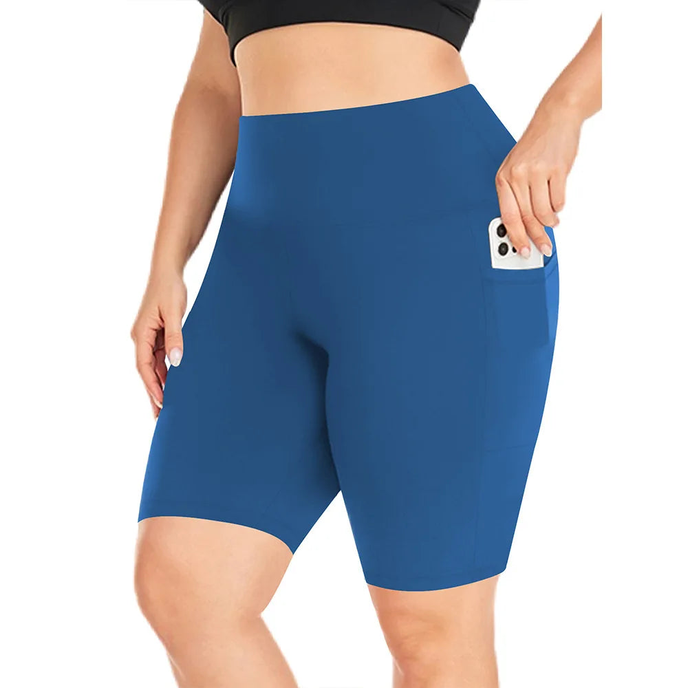 Women's High Waist Side Pocket Cycling Shorts For Workout Outfits