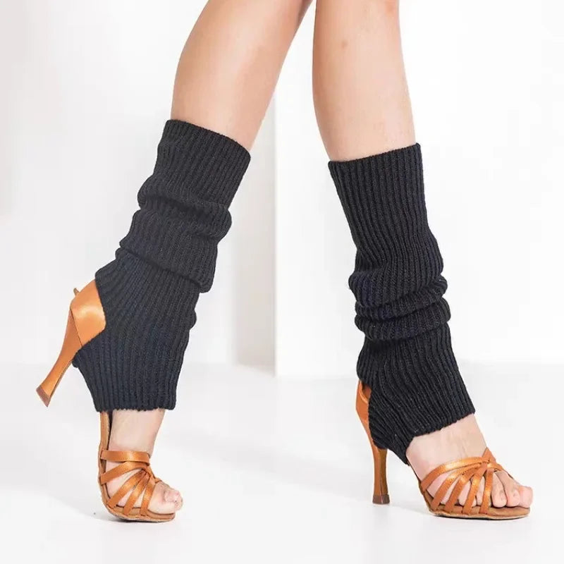 Solid Ribbed Leg Warmers with Slouchy Stirrup Shape