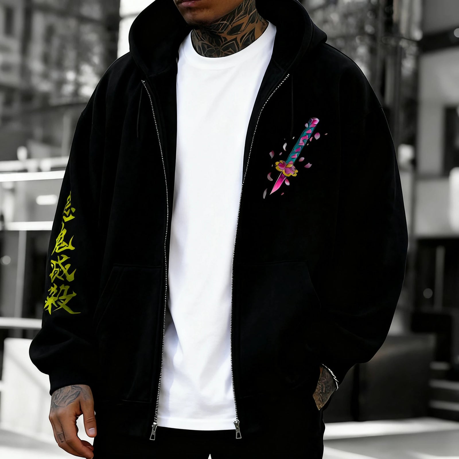 Demon Slayer Anime Zipper Hoodie Autumn Winter Unisex Color Printed Casual Harajuku Sweater