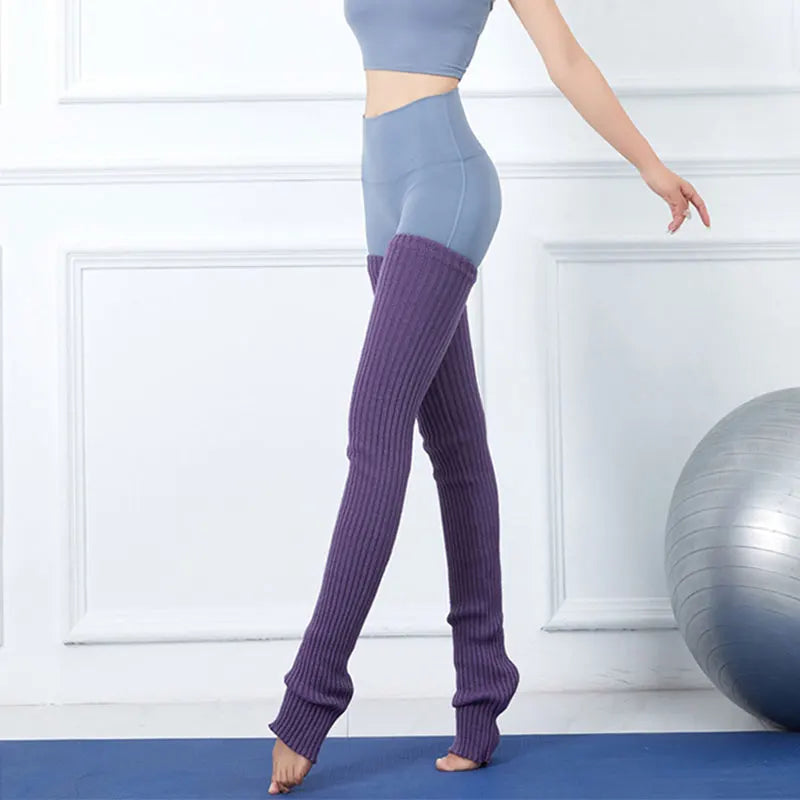 Long Dance Leg Warmers with Ribbed Knit Texture