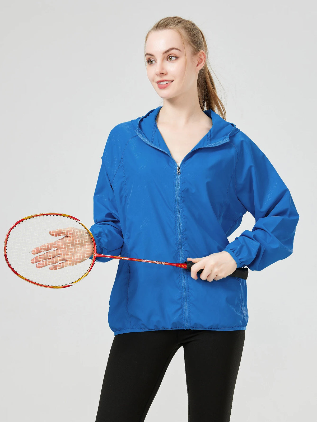 Hooded Long Sleeve Full Zip Outdoor Hiking Jacket with Pockets