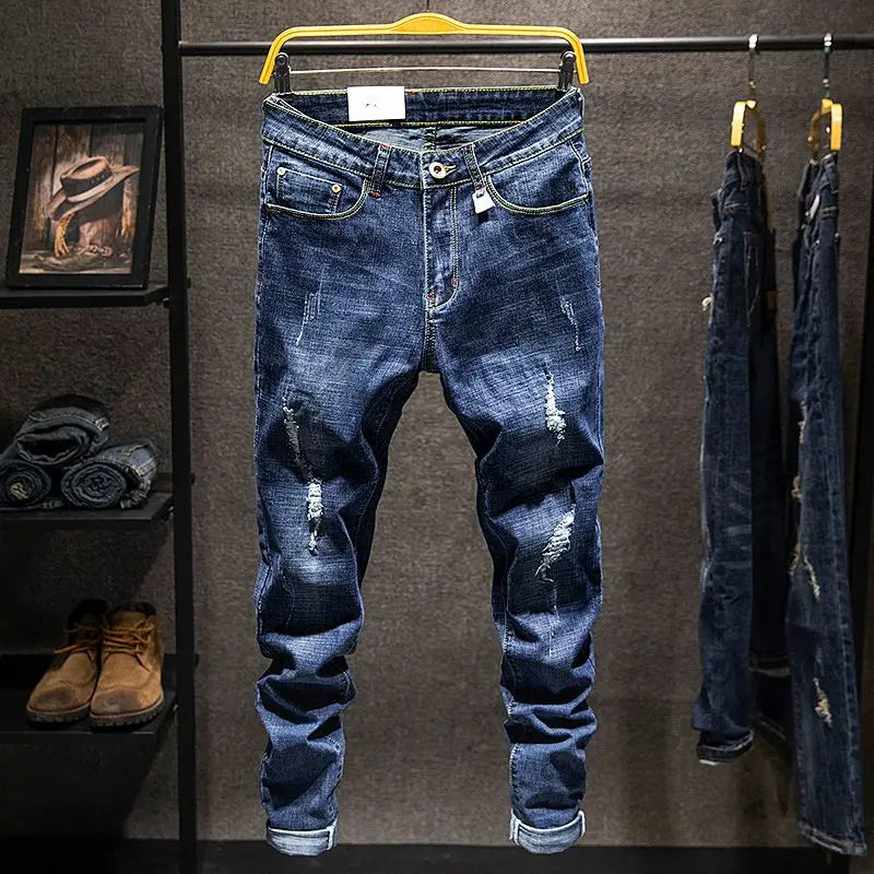 Men's Distressed Slim Fit Denim Jeans for Casual Everyday Wear