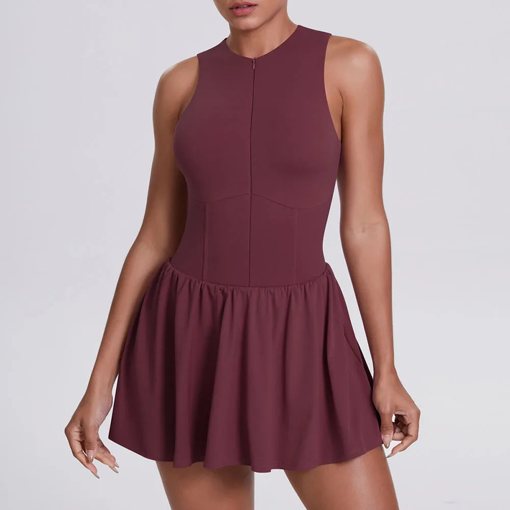 Women's Zip-Front Sleeveless Tennis Dress