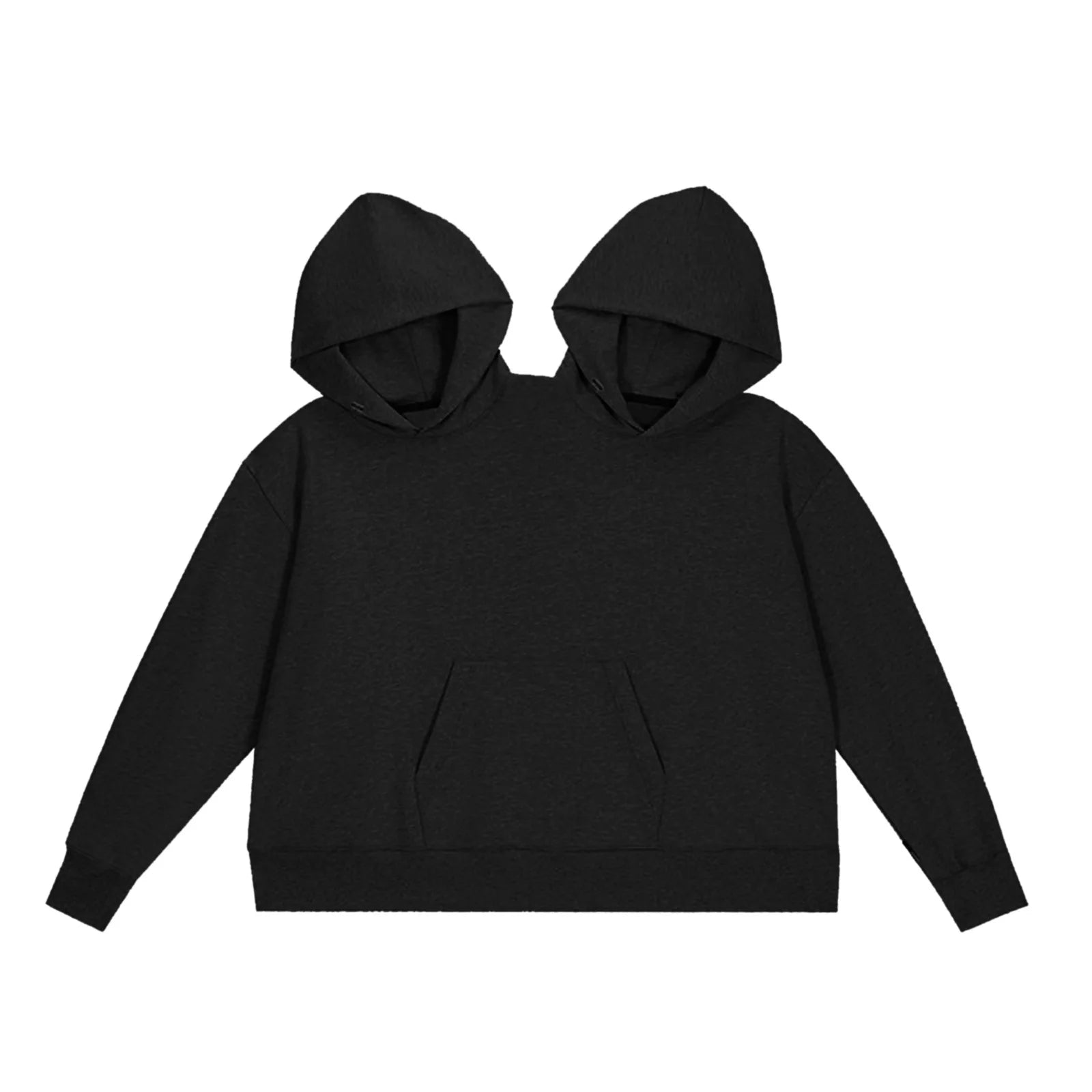Cotton-Polyester Two-Person Double-Hood Pullover Sweatshirt with Long Sleeves for Holiday Party Outfits