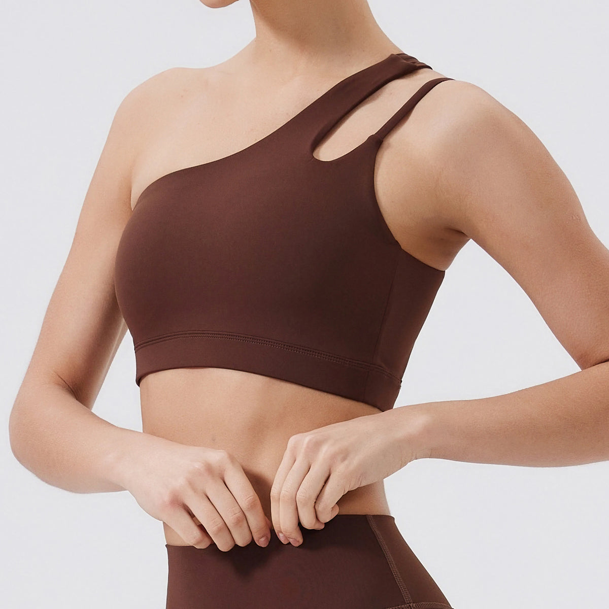 Women's One Shoulder Cutout Strap Sports Bra