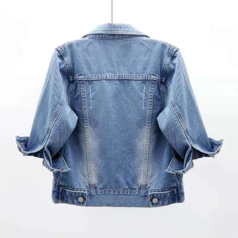 Women's Cotton Denim Three-Quarter-Sleeve Jacket