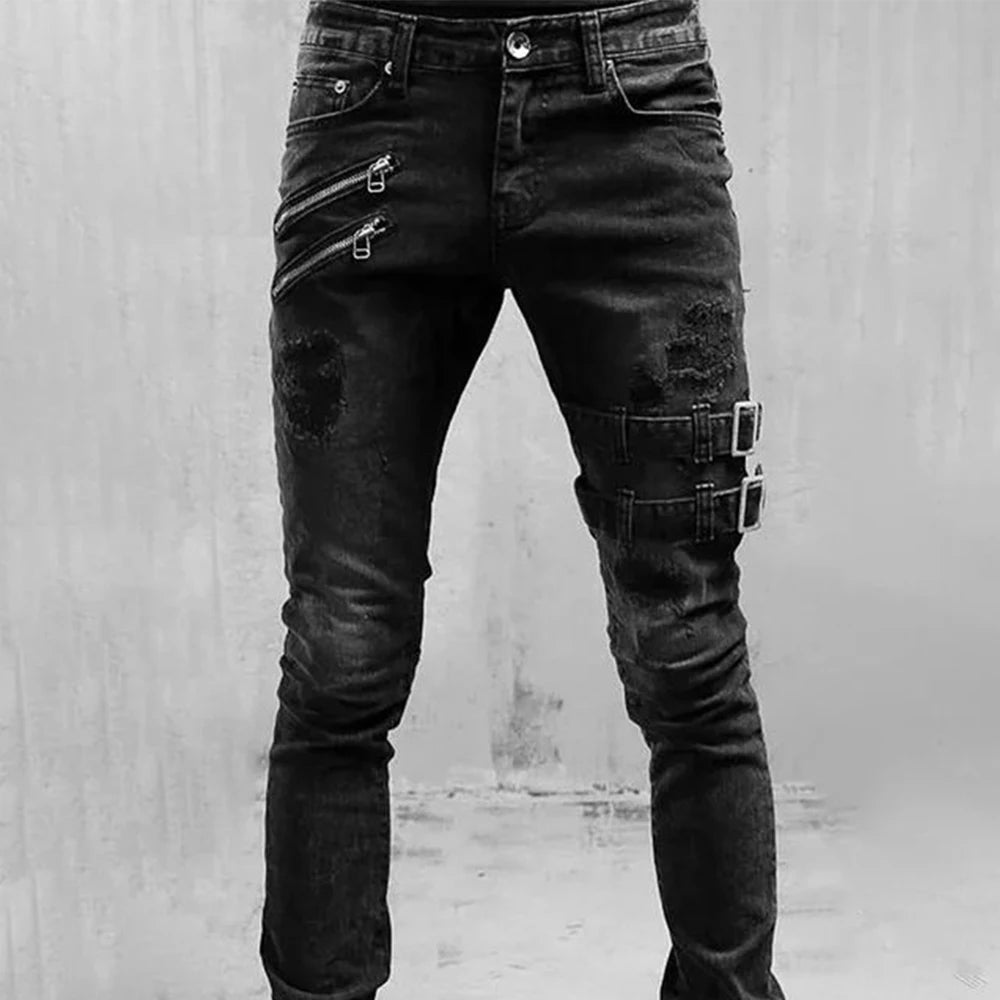 Men's Distressed Slim Fit Denim Jeans for Casual Everyday Wear