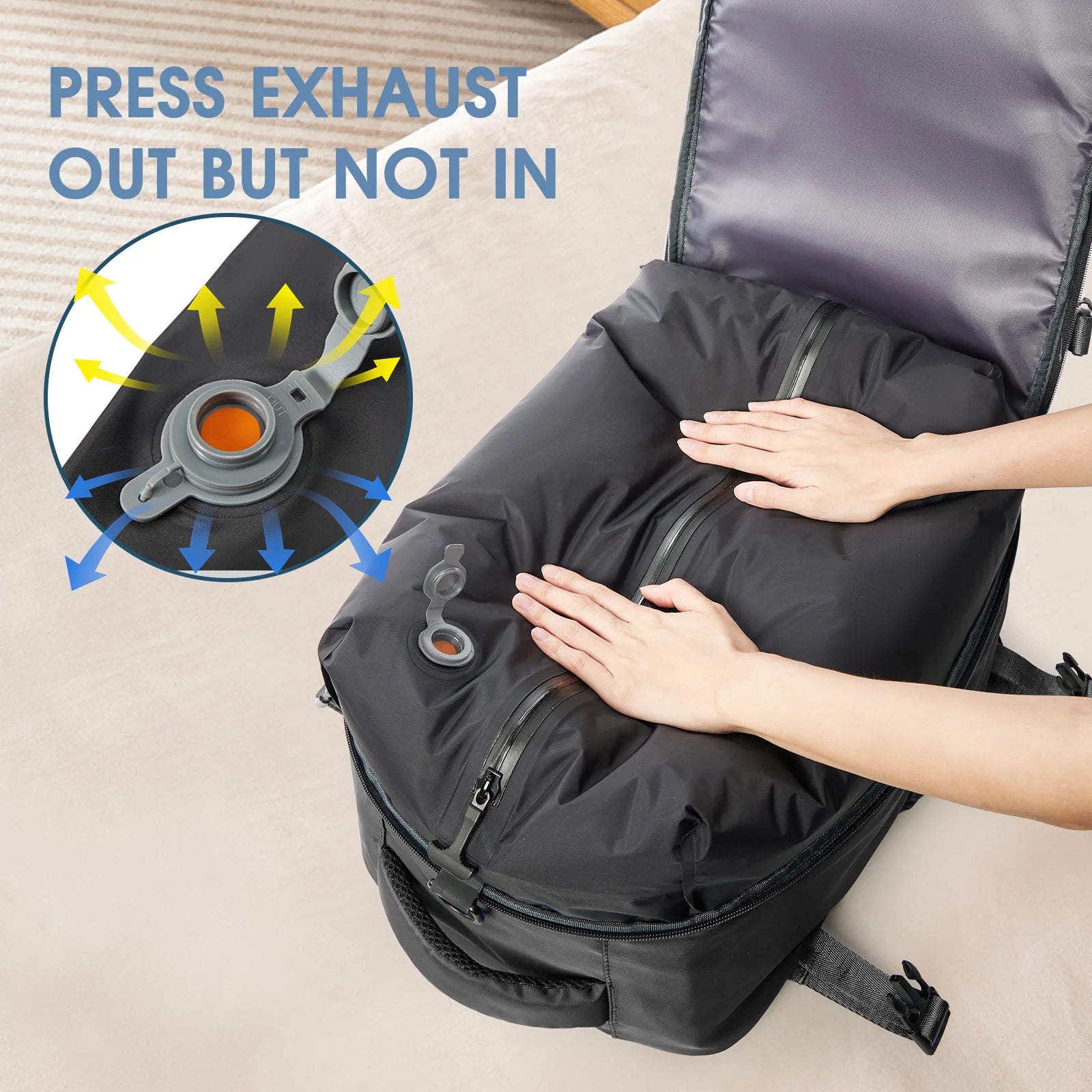 Travel Backpack with Internal Compression Storage and Zippered Compartments