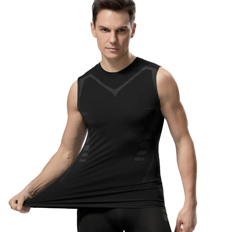 Men's Sleeveless Training Tank Top with Contrast Seam Details