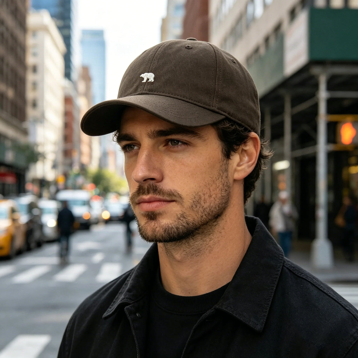 Bear Embroidered Baseball Cap with Adjustable Back Strap