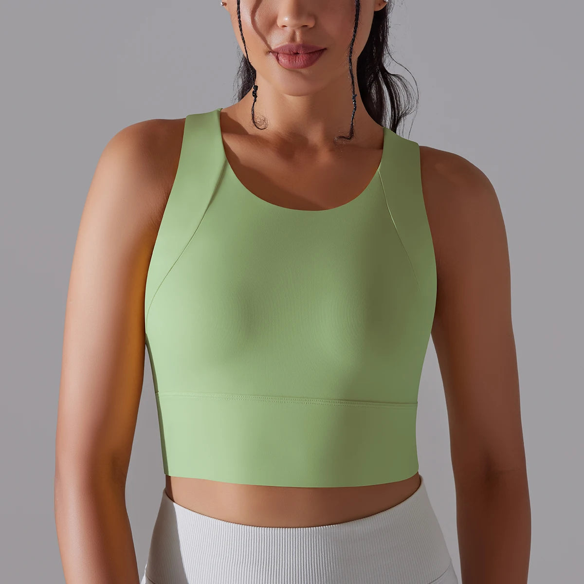 Women's Solid Nylon Blend Sports Bra with a Fitted Stretch Silhouette