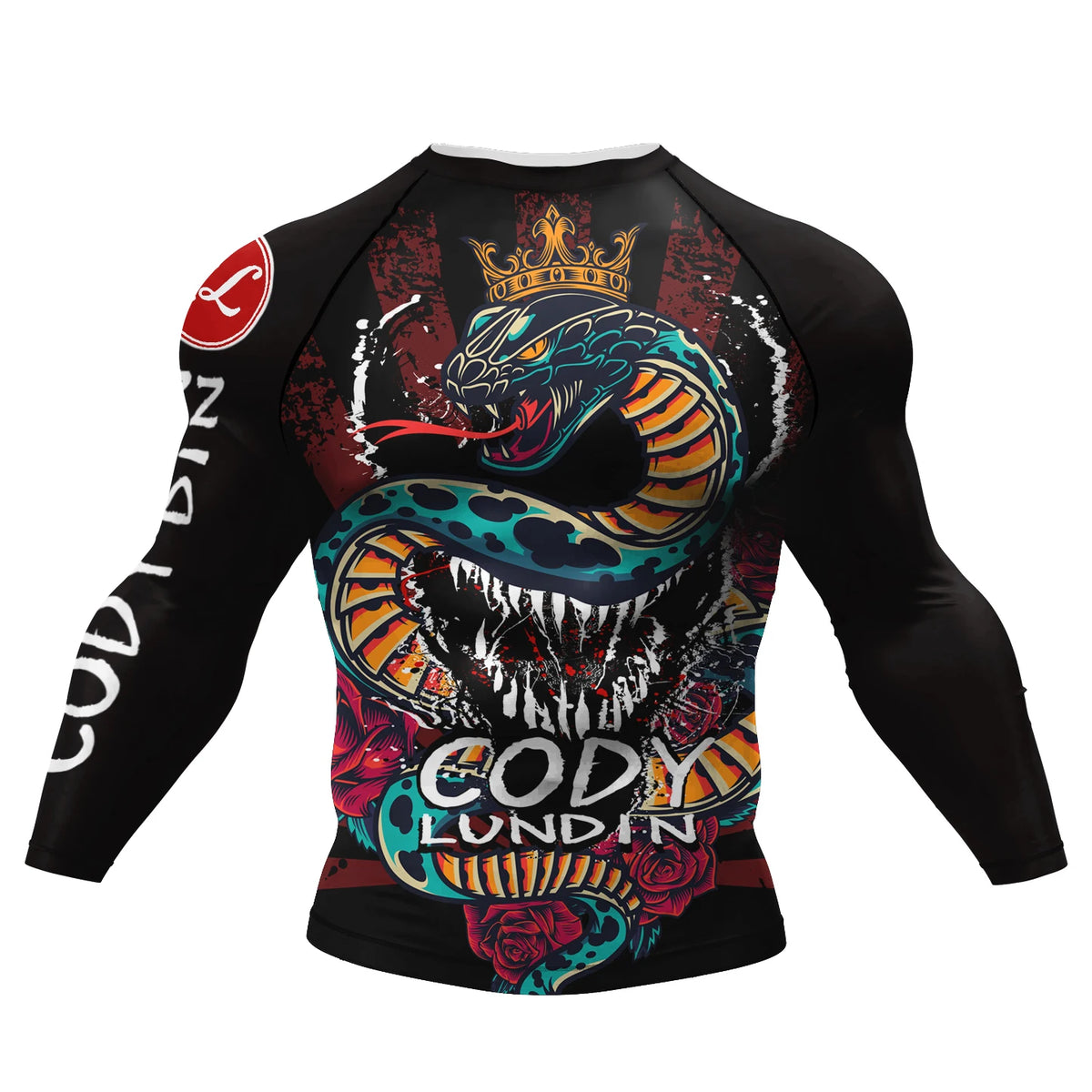 Graphic Long Sleeve Fitted Rash Guard for Training Wear