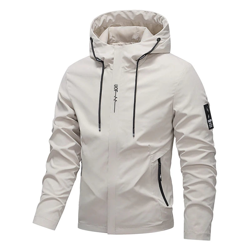Hooded Long Sleeve Full Zip Outdoor Hiking Jacket with Pockets