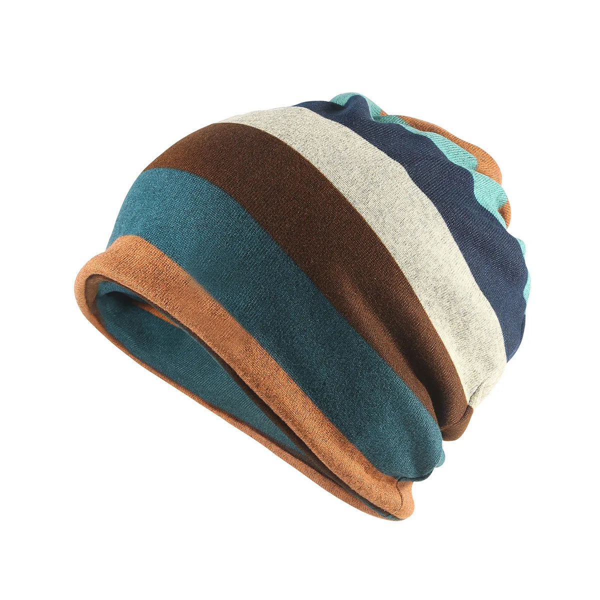 Printed Slouchy Beanie with Neck Gaiter Styling Options