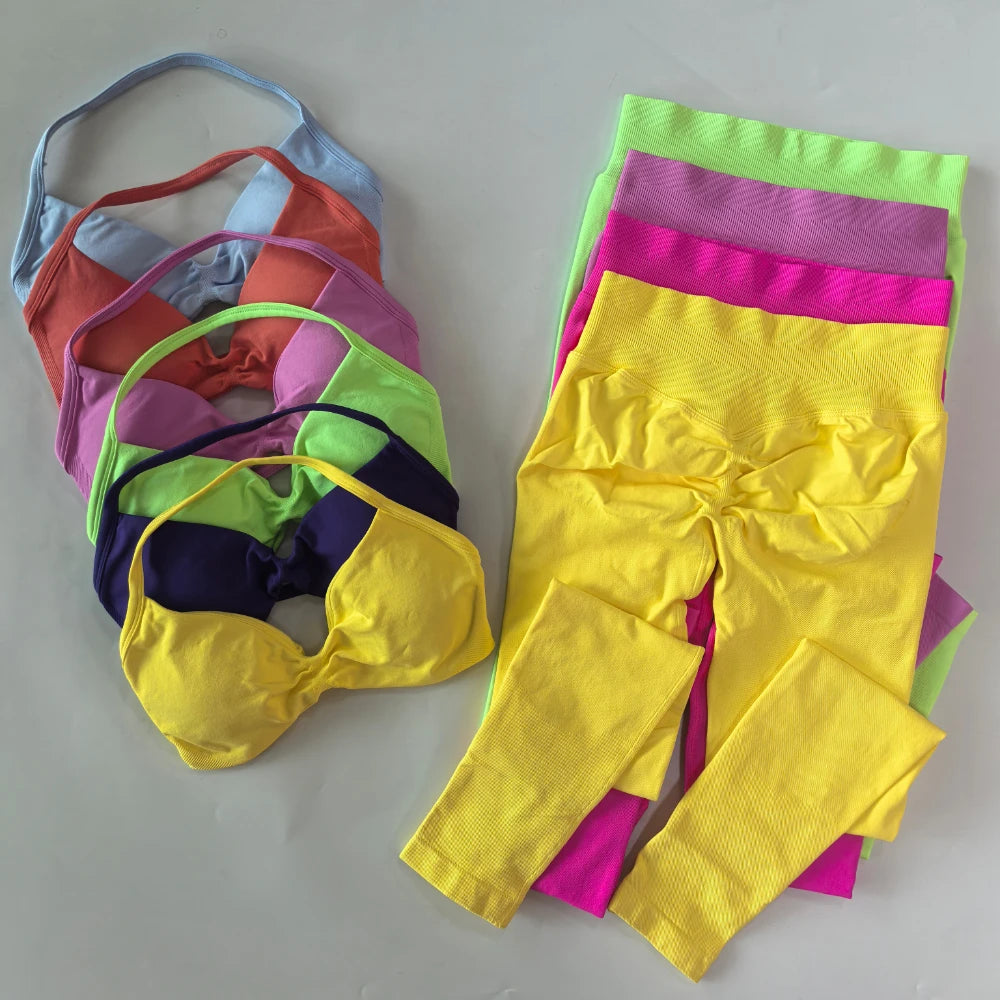 Women's Strappy Bra And Leggings Yoga Set For Workout Outfits