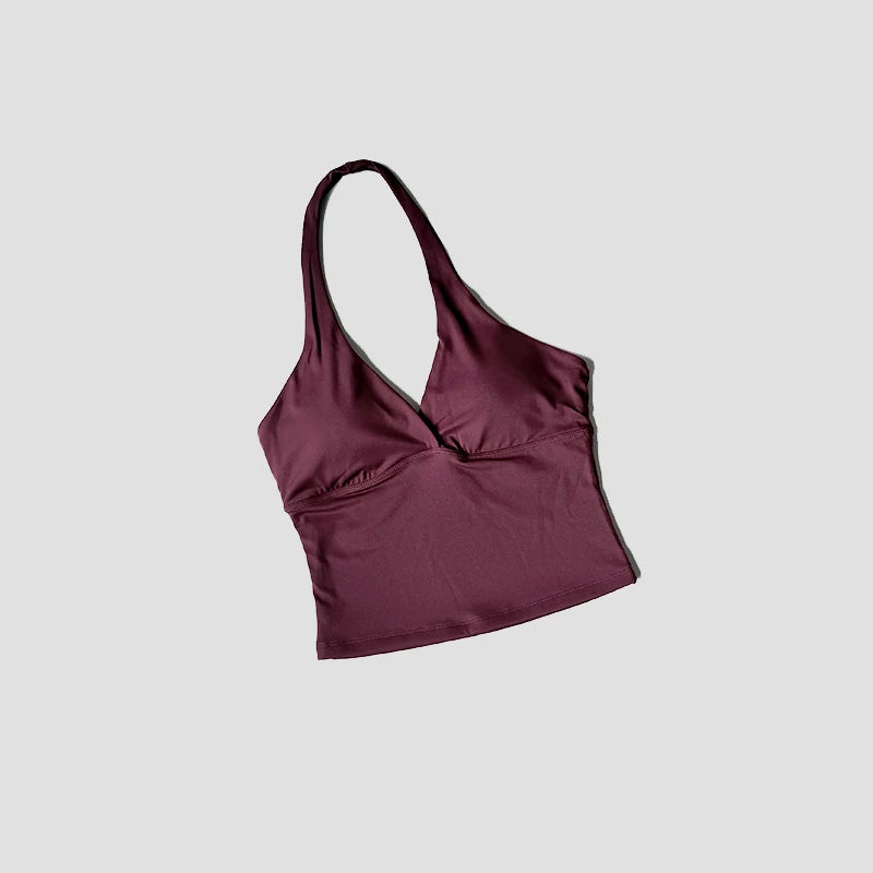 Women’s Halter Backless Sports Tank with Built-In Pads