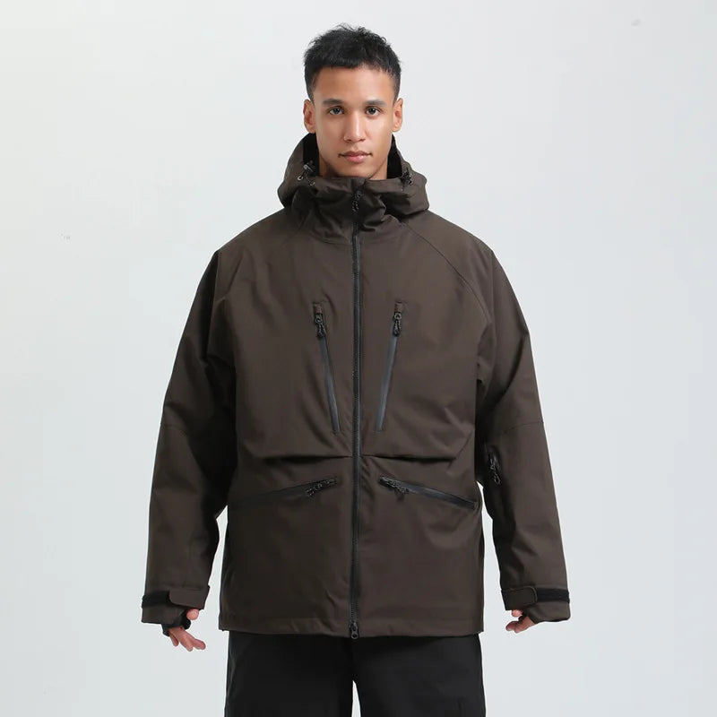 Hooded Long Sleeve Snow Sport Jacket with Front Closure