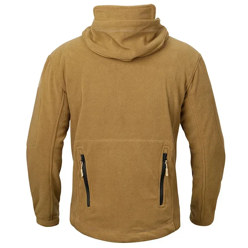 Winter Hunting Fleece Jacket Men Warm Polar Outdoor Hoodie Jacket Multi-Pocket Casual Full Zip Sport Hiking Coat